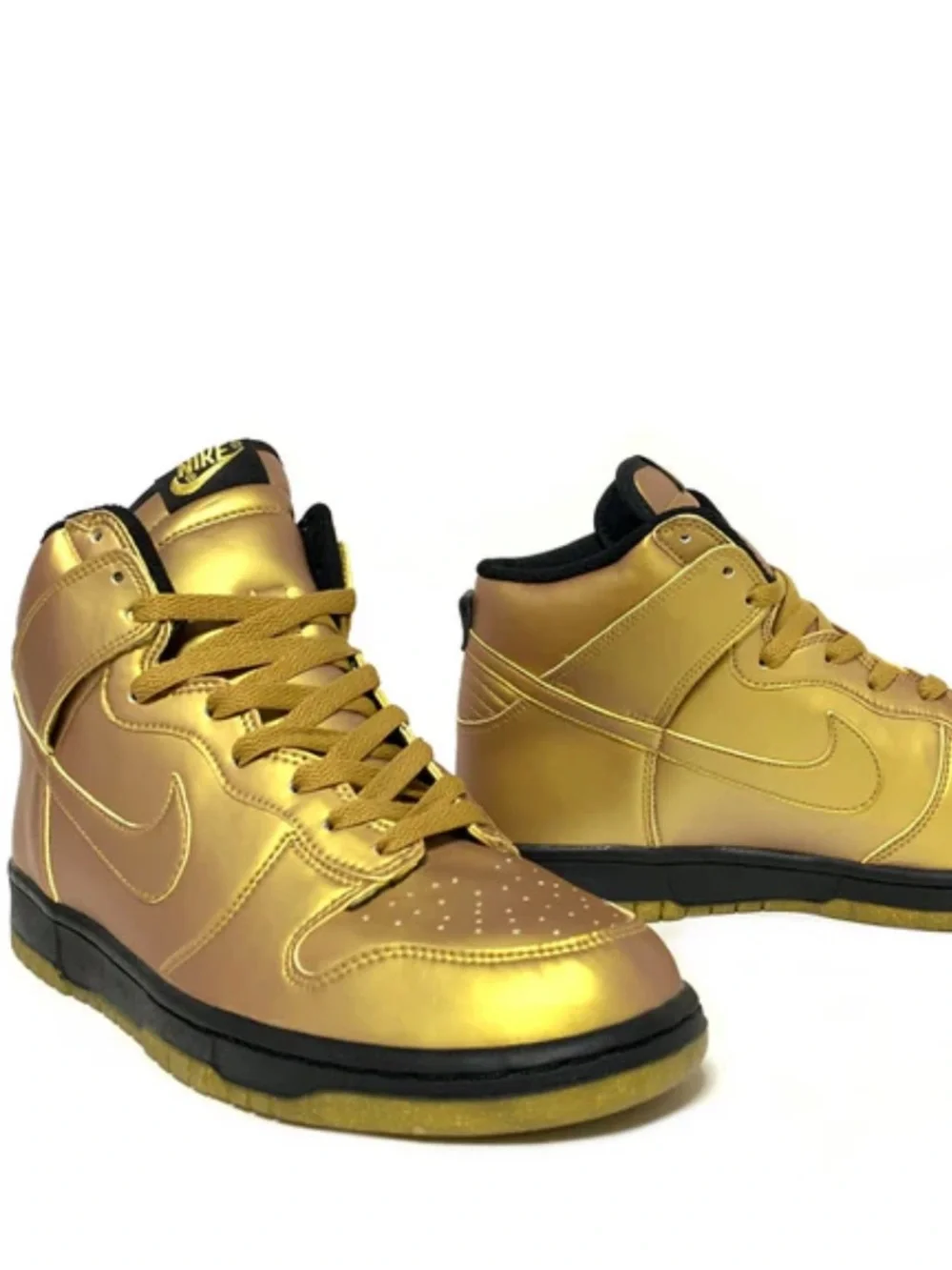 VTG 2004 Nike Dunk High Olympic Metallic Gold Black 308348-771 Size 7.5 NEW